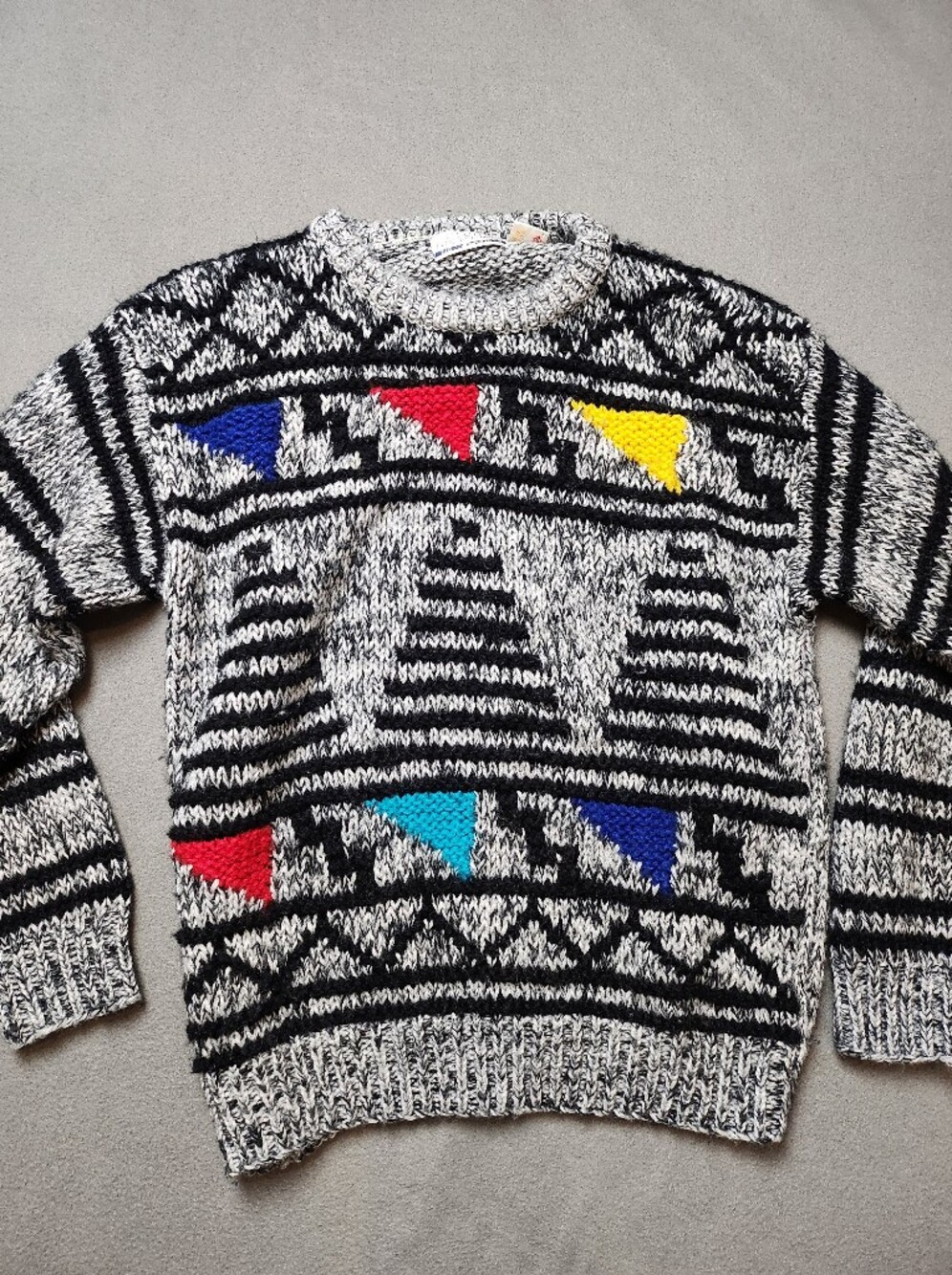 Vintage Club International Men's Geometric Knit Sweater Eclectic Grandpa Artsy - Picture 4 of 12